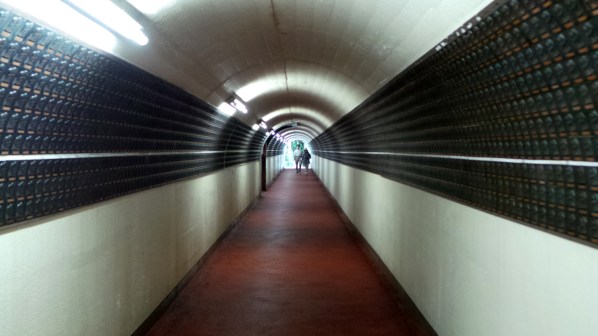 Tunnel pour rejoindre le Bouddha du temple Nanzoin à Fukuoka.